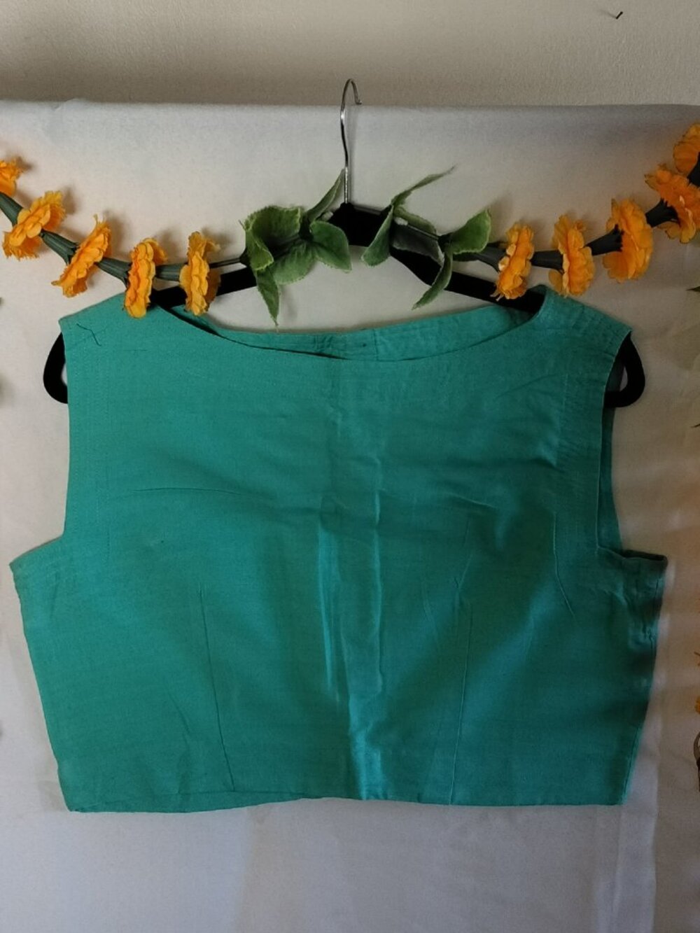 Bright Emerald Green Barefoot Shop Sri Lanka Handwoven Cropped Top - Women's L